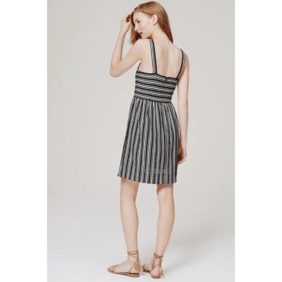 Ann Taylor LOFT Women's Striped Square Neck Mini Dress Medium Summer Casual - Picture 2 of 7